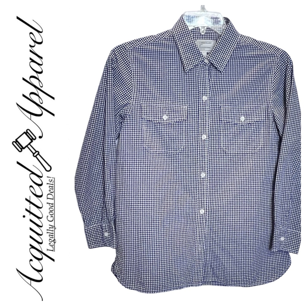 Current Elliott Gingham Pattern Navy Button Up Dr… - image 1